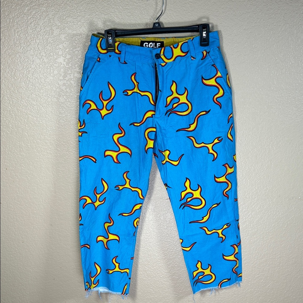 “Luxury Blue Flame Golf Wang Pants – Size 28 | Eye-Catching Performance Wear”